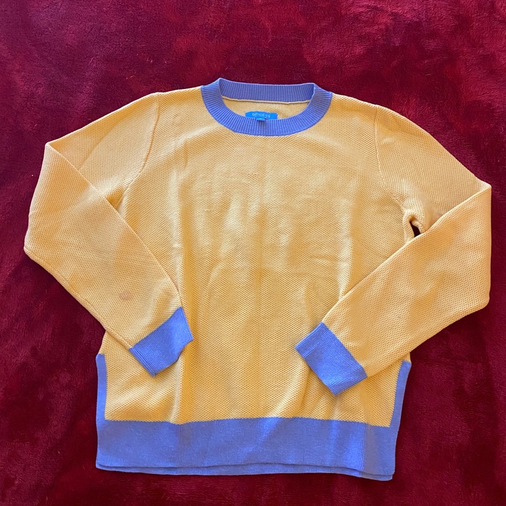 Burgess Women's Yellow and Blue Crewneck Sweater